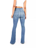 Spring And Summer Women Slim High Waist Washed Horn Jeans-Outfit