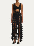 Sexy Hollow Dress Spring 2025 New Fashion Film Stitching Design Sleeveless