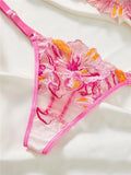 Pink Foliage Mesh Lingerie Set- Outfit