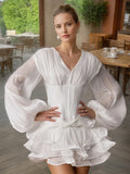 Small Fragrant Fish Bone To Collect Waist Thin Chiffon Short Dress 2025 New Flower Lotus Leaf Side Design Short Dress