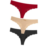 3Pcs Sexy G String & Thongs Women's Set Panties Solid Female Underwear Mid-Rise Silky Ladies Briefs Comfort Seamless