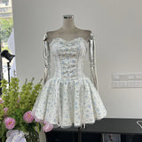 French Brae-Closing Back Fluffy Temperament Dress Gentle Girl Crushed Waist Short Dress High