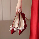 Shoes Women 2025 New Bridal Shoes Red Show Heds Wedding Dress Two Wear Not Tired High Heels Wedding Red