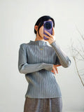 Folded Women's Clothing New Simple Classic Long-Sleeved Top Lady High-End Wrinkle Bottom Shirt