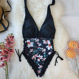 Piece swimsuit 2021 Sexy Solid Green Swimwear Women Swimsuit V-Neck Bathing Suit Beach wear Lace Up Monokini