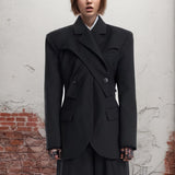 Zingj Sleeve Small Suit 2024 Summer New Temperament Senior Sense Irregular Slim Type Formal Suit Jacket