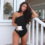 Sexy Solid Yellow One Piece Swimsuits For Female One Shoulder Women Swimwear Push Up Bathing Suits Bodysuits Beach