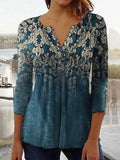 Wear Floral Printed V-neck Sleeve Pleated