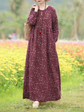 Women's Floral Printed Dress 2024 ZANZEA Autumn Long Dresses Casual Long Sleeve Maxi Vestidos Female Robe Oversized-Outfit
