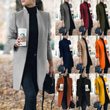 Autumn Winter New Stand Up Collar Women's Jackets 2020 Fashion Casual Solid Slim Long Sleeve Ladies Long Jackets