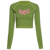 T-shirt y2k Vintage T-shirt Street goth T-shirt Harajuku black Women Short Sleeve Tee Tops BRATZ Print roupas