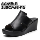 Hollow Waterproof Table Thick Bottom One-Word Drag High Slope And Fitting Room Slippers Soft Bottom Loose Cake 4243 Women Cold