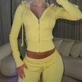 Zingj Hot Girl Bump Color Waist Stitching Micro La Knit Guard Pants Slim Fitness Pants Casual