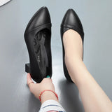 Sole Comfortable Flight Attendant Working Shoes Women's Black Professional Heel Mom Shoes Single-Mouthed Shoes Round Scalp