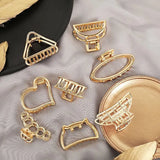 Women Girls Cute Heart Hollow Geometric Gold Alloy Hair Claws Sweet Headband Hair Clips Hairpins Fashion Hair