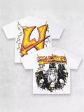 T-Shirt Men's Gothic Graphic Printing T-Shirt With Cotton Round Collar And Oversized Short Sleeves On The Street Of