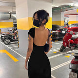 Autumn Fashion Trend Women's New Short-Sleeved Round Collar Body And Hip-Back