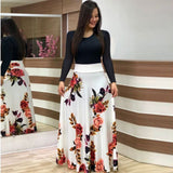 Summer New Summer Bohemia Flower Print O Neck Short Sleeve Women's Maxi Dress Fashion Patchwork Ladies Long Dress