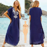Sexy Cold Shoulder V Neck Bats Sleeve Loose Summer Beach Dress Plus Size Women Beachwear Kaftan Black Dress