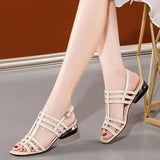 Zingj Heel Thick Heel PU Sandals Oak Flat Low Heel High Heel Sandals Slippers Women's Single Shoes Shoes Women's Casual Sports Shoes- Outfit