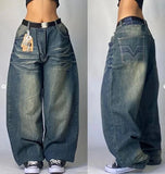 Zingj Straight Jeans For Men Retro Hip-Hop Goth Street Clothing Harajuku Men's Casual Pants 102-1-Outfit