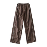Piping Detail Wide Leg Track PantsOutfit