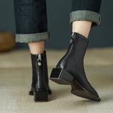 Zingj New 2023 Round-Headed Rear Zipper Skinny Boots-Outfit