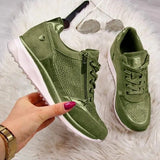 Shoes Gold Sneakers Zipper Platform Trainers Women Shoes Casual Lace-Up Tenis Feminino Zapatos De Mujer Womens