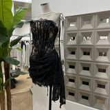 Small-Band Vietnamese Party Party Fish Bone Lace Belt Strapped Braided Bosomed Hip Skirt Hottie