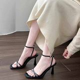 French High-Heeled Women's Shoes 2025 New Summer Fairy Style Temperament Black Fine Roman