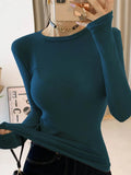 T Shirt Women Cotton Long Sleeve Top T-Shirts Korean Style Slim Elastic Woman Clothes Tee Shirt Spring Camisetas De