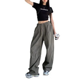Zingj Cargo Pants Female New Summer High Waist Draw Rope Straight Tube Hanging Feeling Wide Legs Loose Show Thin Drag Floor Pants
