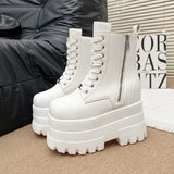 High Shoes 13Cm Heightening Legs Fine Thick Shoes Small British Wind Thick Soles New Short-Heeled Martin