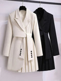 Women 2023 Spring New Fashion Women Clothing Suit Skirt Jacket Belt Waist Slim Suit Women Blazer Long Coat Black