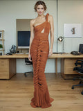 Sexy Two-Piece Set 2025 New Shoulder Kinesi Blouse + Hollow Half-Dress Suit Female