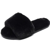 Fashion Red Black Women Slippers Indoor Plush Slippers Autumn Winter Female Flat Shoes Ladies Comfortable Fur