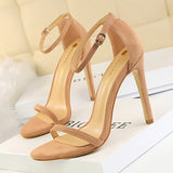 Zingj Fashion Simple Fine Heel High Heel Suede Open Toe With Sexy Nightclub High Heels Women's