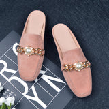 And Autumn Bag Head Flat Bottom Half Slippers Women Lazy Head No Heel Muller Single Shoe Size