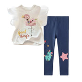 Pieces Kids Children Girls Clothes Set Little Girl Summer Cartoon Print T Shirt and Pants Leggings Outfits Clothing