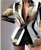 Commuting Printing Elegant Slim-fit Short Pants Two-piece