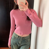 Short Style Long-Sleeved Sweater Women's Autumn And Winter New Small Bottomed Shirt Short Style Slim
