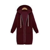 2020 Autumn Winter Long Sleeve Women's Hooded Zipper Cardigan Sweater Casual Straight Solid Pocket Ladies Long