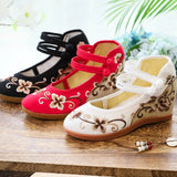 Zingj Heels Single Shoes With Embroidered Cloth Shoes Ancient Wind National Wind National Wind Spring And Autumn Women Cloth Shoes Women's