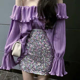 High-End New Suit Word-In-Word Temperamental Lotus Leaf Sweet Lute Skirt Fashion