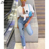 Summer Streetwear Crop Tops Women 2022 Fashion V Neck Short Sleeve Tees White Graphic T Shirts Bodycon Green Tops