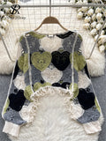 Fashion Casual Loose Blouse Women O Neck Hook Flower Hollow Long Sleeved Tassel Design Autumn Streetwear Knitting