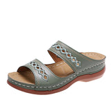 Slope And Embroidered Cool Slippers Women Wish Thick Bottom Outside Wearing PU Bottom Retro Beach