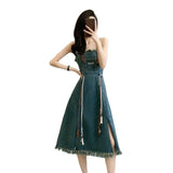 Women's 2025 Spring And Summer New Cowboy Dress Mid-Summer Mid-Scared Dress High-Rise Bra