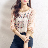 2025 New Print Satin Knit Long Sleeve Splicing Women's Overtop Thin Casual Elastic