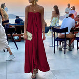 Off Shoulder Party Long Dress Fashion Women Satin Swing Loose Dress 2022 Chic Boho Sleeveless Chest Wrap Beach